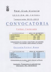 Convocatoria de fúbtol 2012-2013
